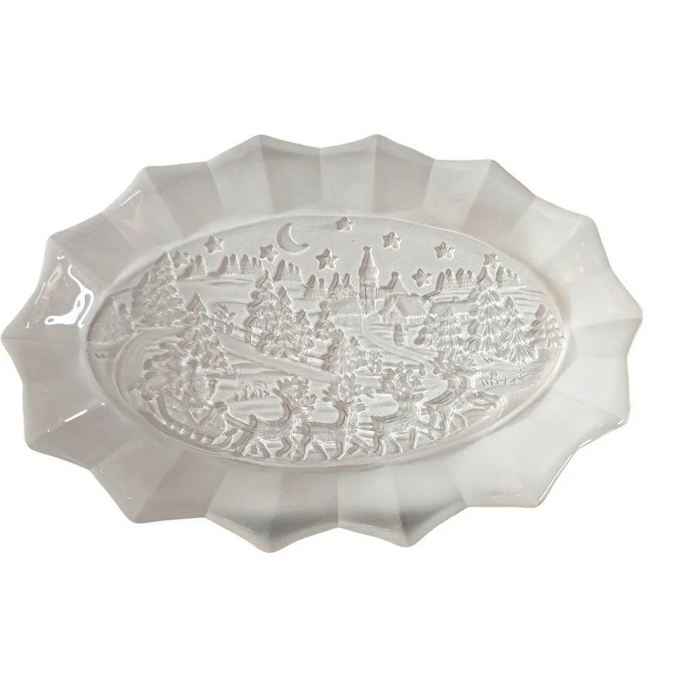 Mikasa Silent Night Oval Sweet Dish Frosted Vintage Serving Christmas Platter
